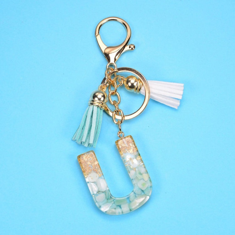 2 PCS Gold Foil English Letter Tassel Keychain Bag Decoration Pendant, A, B, C, D, E, F, G, H, I, J, K, L, M, N, O, P, Q, R, S, T, U, V, W, X, Y, Z
