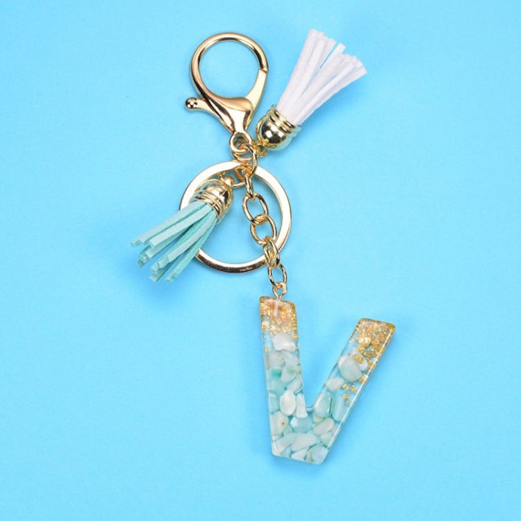 2 PCS Gold Foil English Letter Tassel Keychain Bag Decoration Pendant, A, B, C, D, E, F, G, H, I, J, K, L, M, N, O, P, Q, R, S, T, U, V, W, X, Y, Z