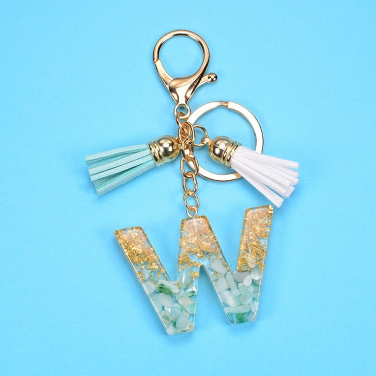 2 PCS Gold Foil English Letter Tassel Keychain Bag Decoration Pendant, A, B, C, D, E, F, G, H, I, J, K, L, M, N, O, P, Q, R, S, T, U, V, W, X, Y, Z