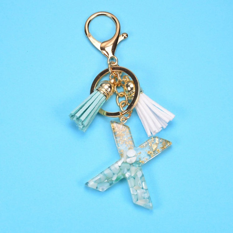 2 PCS Gold Foil English Letter Tassel Keychain Bag Decoration Pendant, A, B, C, D, E, F, G, H, I, J, K, L, M, N, O, P, Q, R, S, T, U, V, W, X, Y, Z