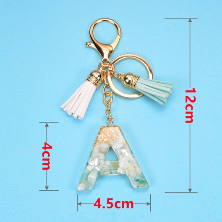 2 PCS Gold Foil English Letter Tassel Keychain Bag Decoration Pendant, A, B, C, D, E, F, G, H, I, J, K, L, M, N, O, P, Q, R, S, T, U, V, W, X, Y, Z