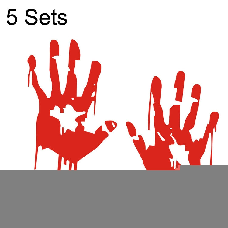 5 Sets Waterproof Sunscreen Reflective Car Sticker Blood Handprint Halloween Sticker, Blood Handprint