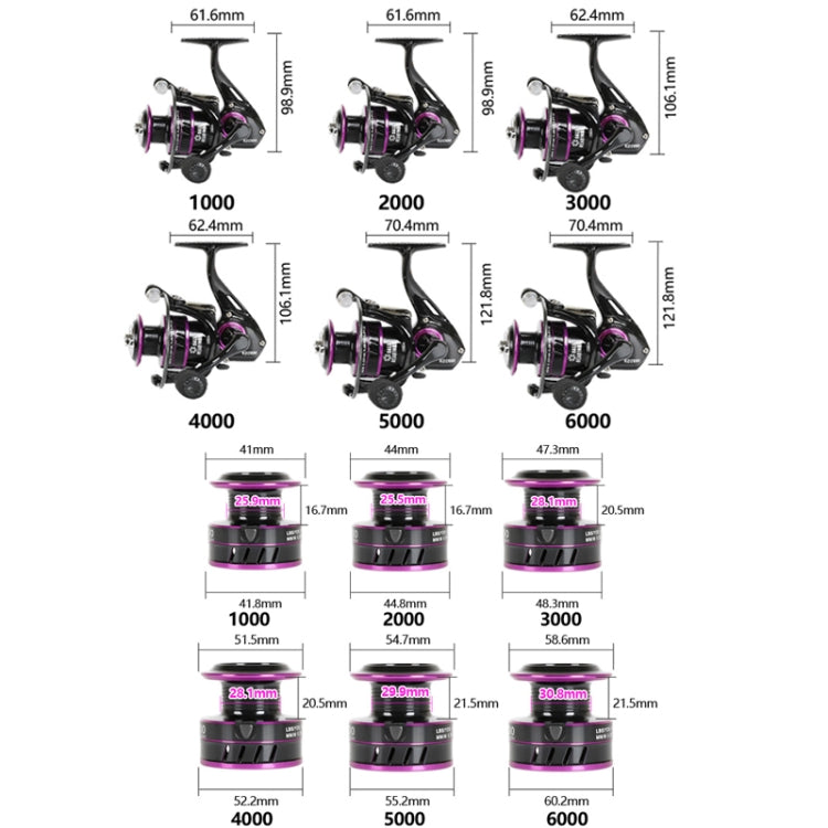 Metal Spinning Wheel Long-range Fish Wire Wheel, Style:, KD1000 (EVA Grip), KD2000 (EVA Grip), KD3000 (EVA Grip), KD4000 (EVA Grip), KD5000 (EVA Grip), KD6000 (EVA Grip), KD PRO1000 (Metal Ball Grip), KD PRO2000 (Metal Ball Grip)                       ...
