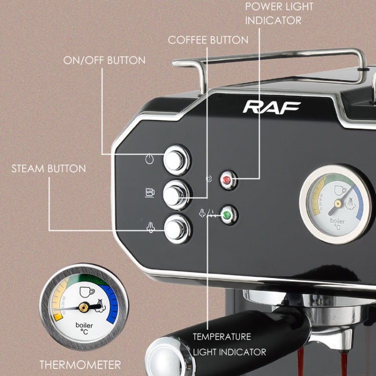 RAF R.104 Home Small Semi Automatic High Pressure Steam Milk Foaming Coffee Machine, EU Plug, RAF R.104