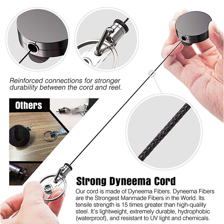 Electroplated Metal Retractable Pull Badge Reel Keychain Belt Clip Document Buckle, Round