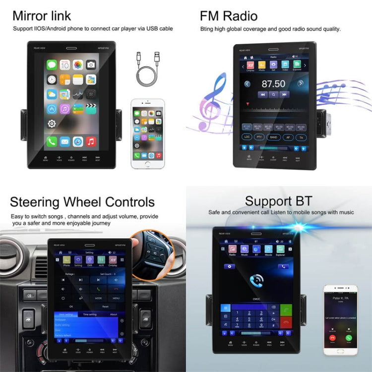 C800 9.5 Inch MP5 Single Butt Carplay Player, Style:, Standard, Standard+4 Light Camera, Standard+8 Light Camera, Standard+12 Light Camera
