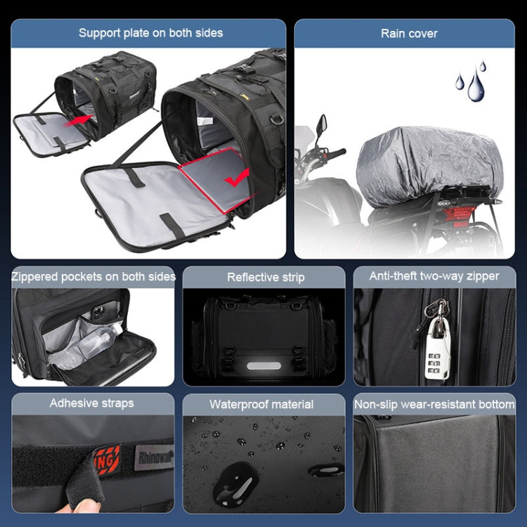 Rhinowalk MT4060 Large-capacity Foldable Expandable Tail Bag for Motorcycle Riding with Rain Cover, MT4060