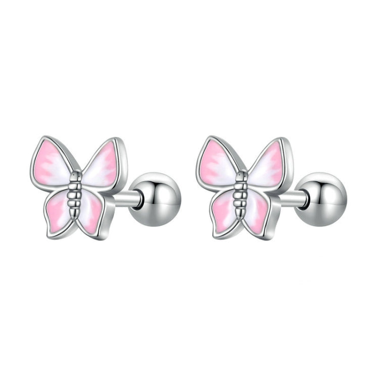 SCE1495 Mini 925 Silver Butterfly Earrings White Gold Plated Earrings, SCE1495 Butterfly