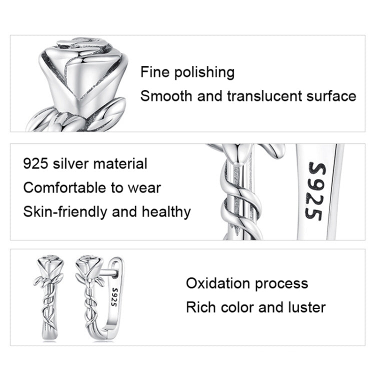 BSE716 925 Silver Rose Earring Clasp, BSE716 Rose