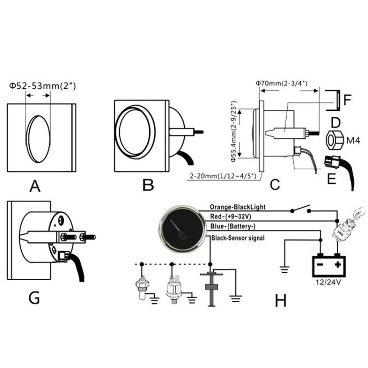 PMM2 DN52mm 12/24V 0-190Ohm Marine Balance Table Lift Table, PMM2 BN, PMM2 BS, PMM2 WS, PMM2 WG, PMM2 BG