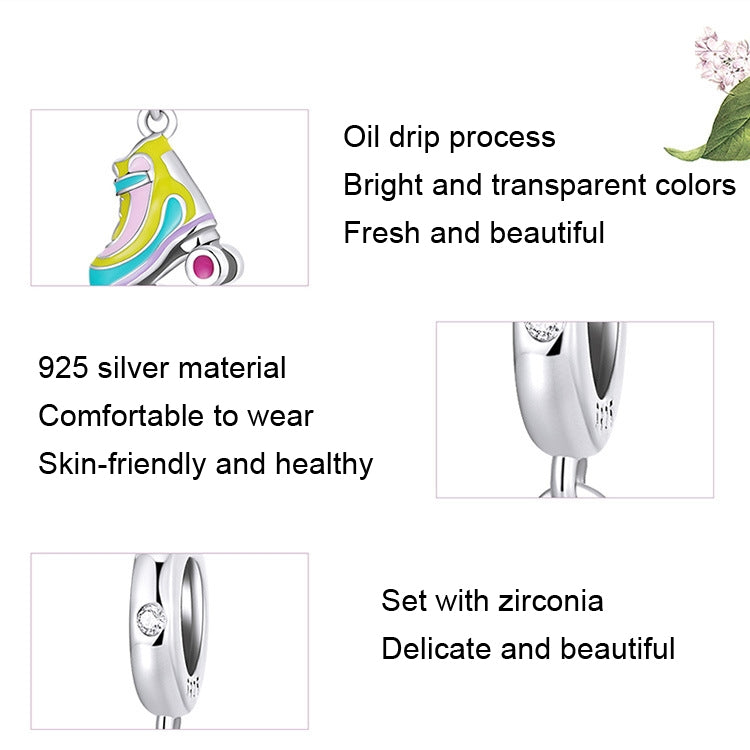 SCC2213 Skate DIY Pendant Beads 925 Silver Bracelet Pendant Accessories, SCC2213