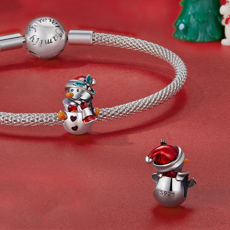 SCC2415 Christmas Snowman Bracelet Beads 925 Silver Beads Accessories, SCC2415