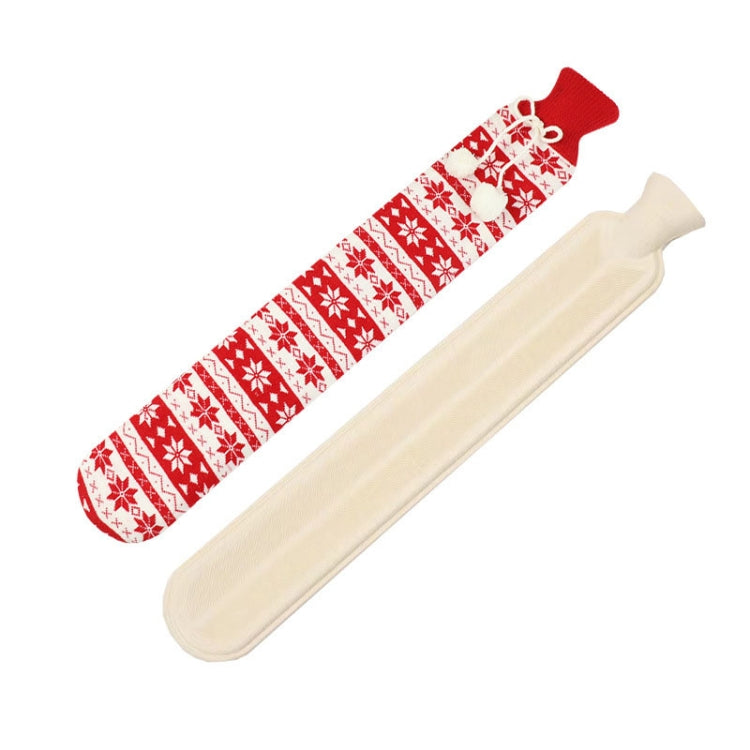 2L Long-strip Multifunctional Water-filled Rubber Hot Water Bags, Spec: Red Snowflake, Red Snowflake