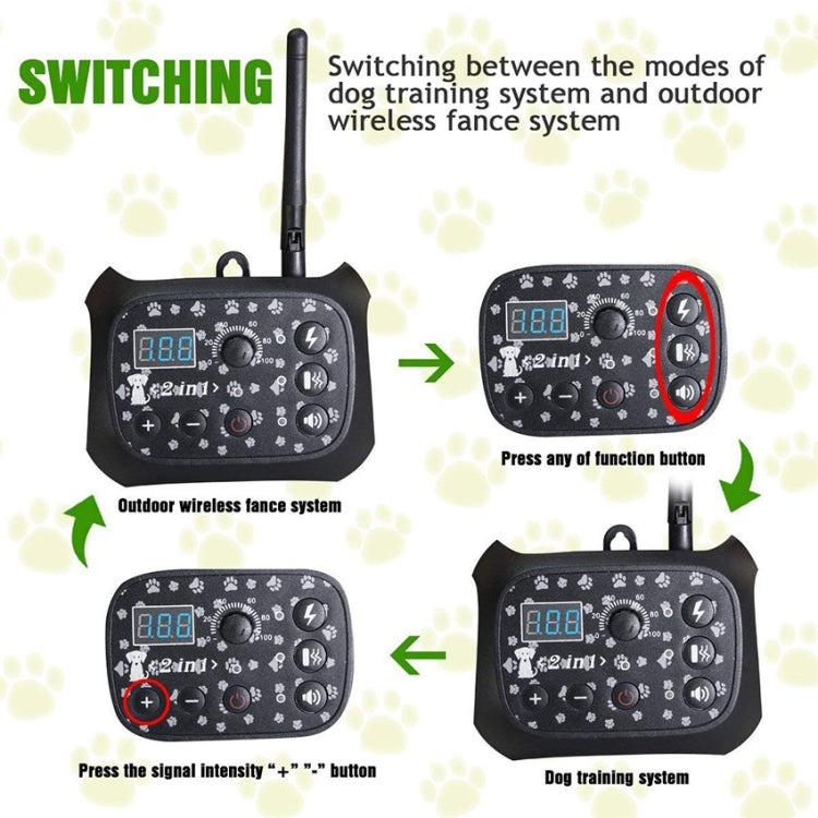 TF68 2-in-1 Dog Trainer Outdoor Electronic Wireless Fence With Collar, US Plug, UK Plug, EU Plug, AU Plug