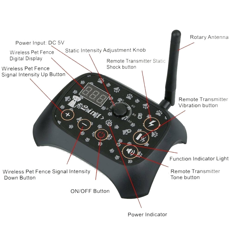 TF68 2-in-1 Dog Trainer Outdoor Electronic Wireless Fence With Collar, US Plug, UK Plug, EU Plug, AU Plug