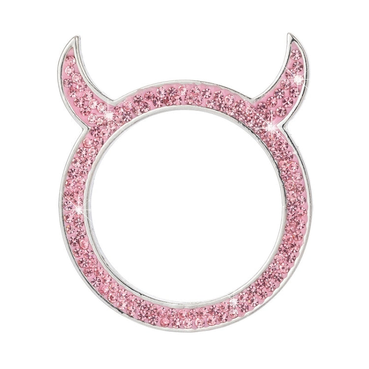 2 PCS Car Starter Button With Diamond Small Devil Decorative Ring, White, Pink, AB, Black, Red