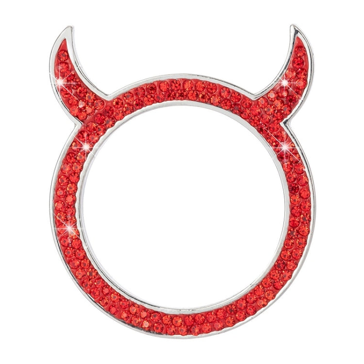2 PCS Car Starter Button With Diamond Small Devil Decorative Ring, White, Pink, AB, Black, Red
