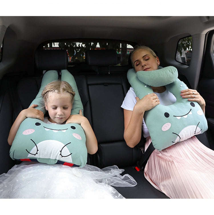 8146 Cartoon Adjustable Car Children Sleep Safety Belt U-shaped Neck Pillow, Yellow Cat, Coffee Monkey, Gray Totoro, Blue Penguin