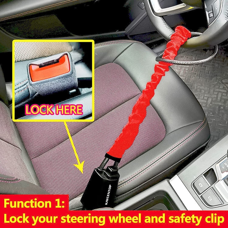 S308 Car Steering Wheel Wire Rope Lock Security Anti-theft Locks, S308 Red, S308 Yellow, S308 Black