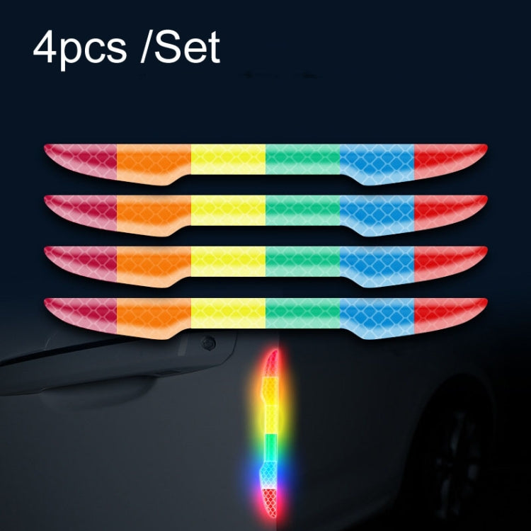 Car Door Anti-Collision Scrape And Rearview Mirror Colorful Safety Warning Reflective Sticker, Style: Glue Model Rear Bar Discs, 2sets Glue Model Colorful Flames, 2sets Glue Model Rear Bar Arrow, 2sets Glue Model Car Tail Arrow                         ...