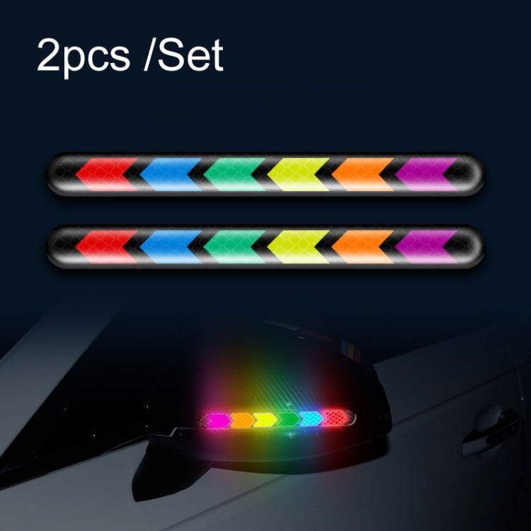 Car Door Anti-Collision Scrape And Rearview Mirror Colorful Safety Warning Reflective Sticker, Style: Glue Model Rear Bar Discs, 2sets Glue Model Colorful Flames, 2sets Glue Model Rear Bar Arrow, 2sets Glue Model Car Tail Arrow                         ...