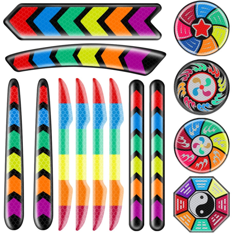 Car Door Anti-Collision Scrape And Rearview Mirror Colorful Safety Warning Reflective Sticker, Style: Glue Model Rear Bar Discs, 2sets Glue Model Rearview Mirror, 2sets Ordinary Model Rearview Mirror, 2sets Glue Model Wheel Eyebrows                    ...