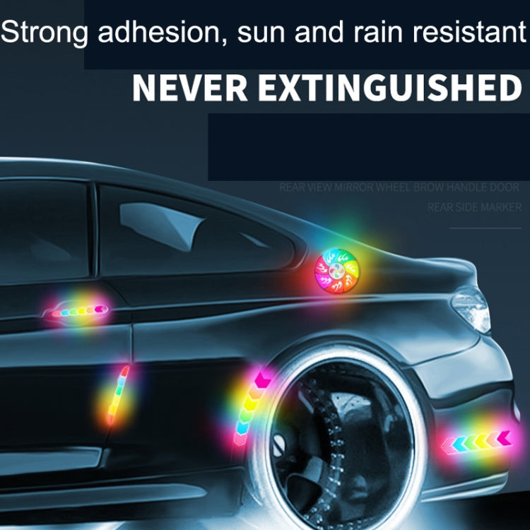 Car Door Anti-Collision Scrape And Rearview Mirror Colorful Safety Warning Reflective Sticker, Style: Glue Model Rear Bar Discs, 2sets Glue Model Rearview Mirror, 2sets Ordinary Model Rearview Mirror, 2sets Glue Model Wheel Eyebrows                    ...