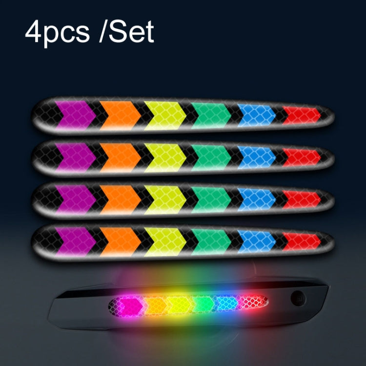 Car Door Anti-Collision Scrape And Rearview Mirror Colorful Safety Warning Reflective Sticker, Style: Glue Model Rear Bar Discs, 2sets Glue Model Colorful Flames, 2sets Glue Model Rear Bar Arrow, 2sets Glue Model Car Tail Arrow                         ...