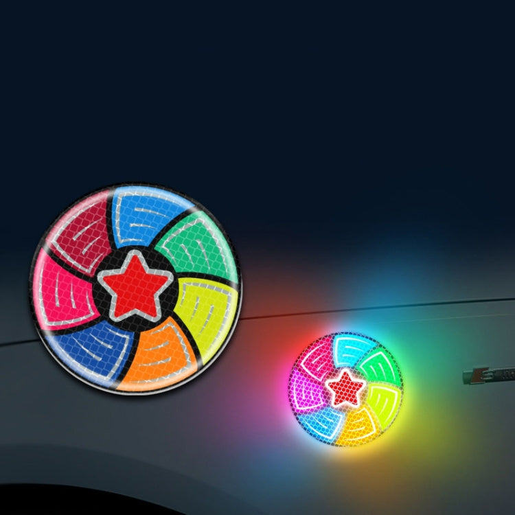 Car Door Anti-Collision Scrape And Rearview Mirror Colorful Safety Warning Reflective Sticker, Style: Glue Model Rear Bar Discs, 2sets Glue Model Colorful Flames, 2sets Glue Model Rear Bar Arrow, 2sets Glue Model Car Tail Arrow                         ...