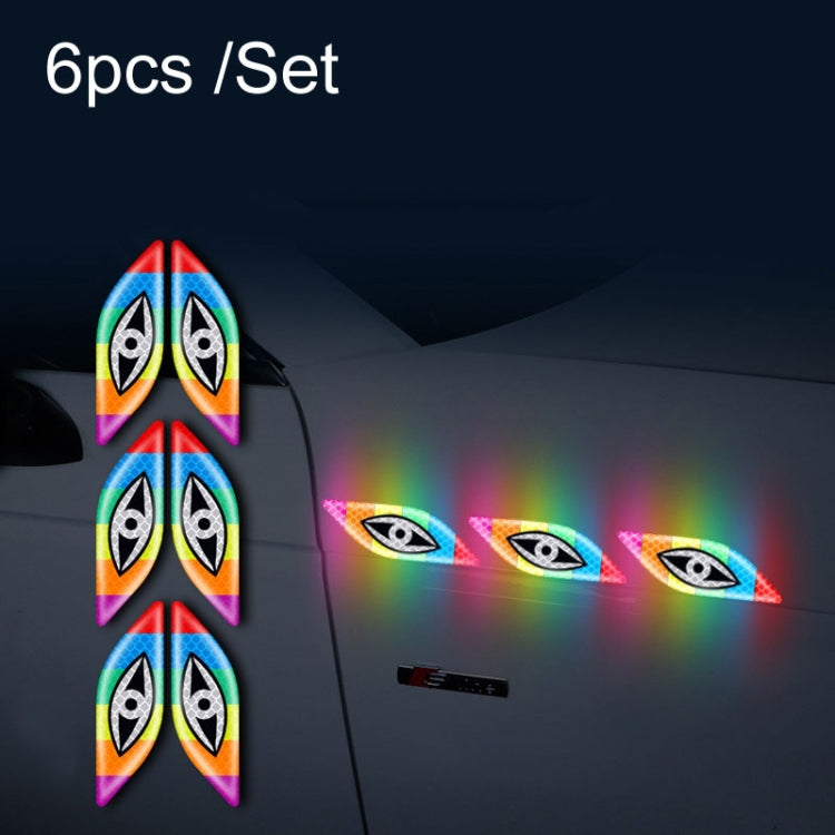 Car Door Anti-Collision Scrape And Rearview Mirror Colorful Safety Warning Reflective Sticker, Style: Glue Model Rear Bar Discs, 2sets Glue Model Colorful Flames, 2sets Glue Model Rear Bar Arrow, 2sets Glue Model Car Tail Arrow                         ...