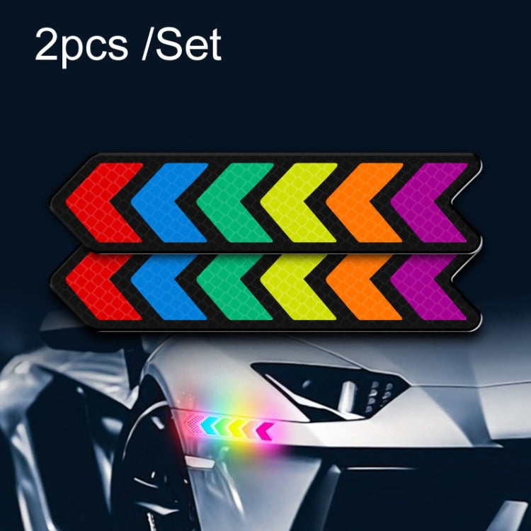 Car Door Anti-Collision Scrape And Rearview Mirror Colorful Safety Warning Reflective Sticker, Style: Glue Model Rear Bar Discs, 2sets Glue Model Colorful Flames, 2sets Glue Model Rear Bar Arrow, 2sets Glue Model Car Tail Arrow                         ...