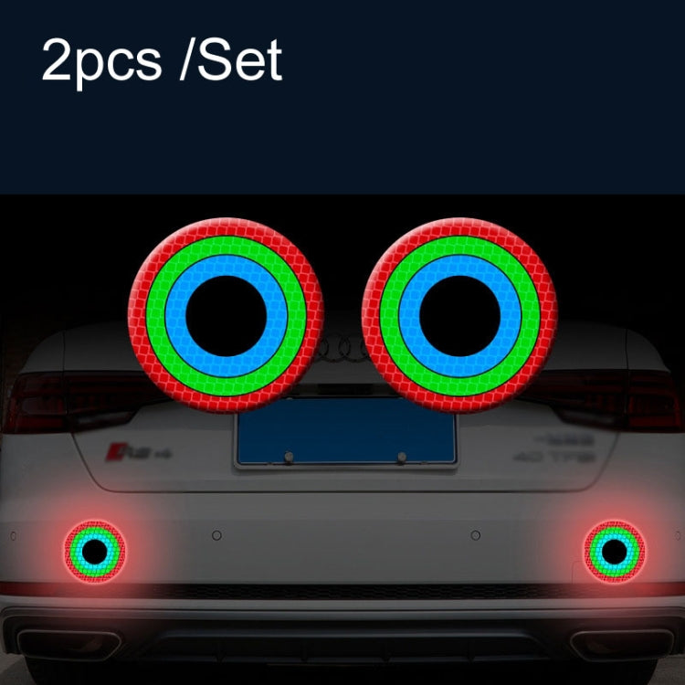 Car Door Anti-Collision Scrape And Rearview Mirror Colorful Safety Warning Reflective Sticker, Style: Glue Model Rear Bar Discs, 2sets Glue Model Colorful Flames, 2sets Glue Model Rear Bar Arrow, 2sets Glue Model Car Tail Arrow                         ...