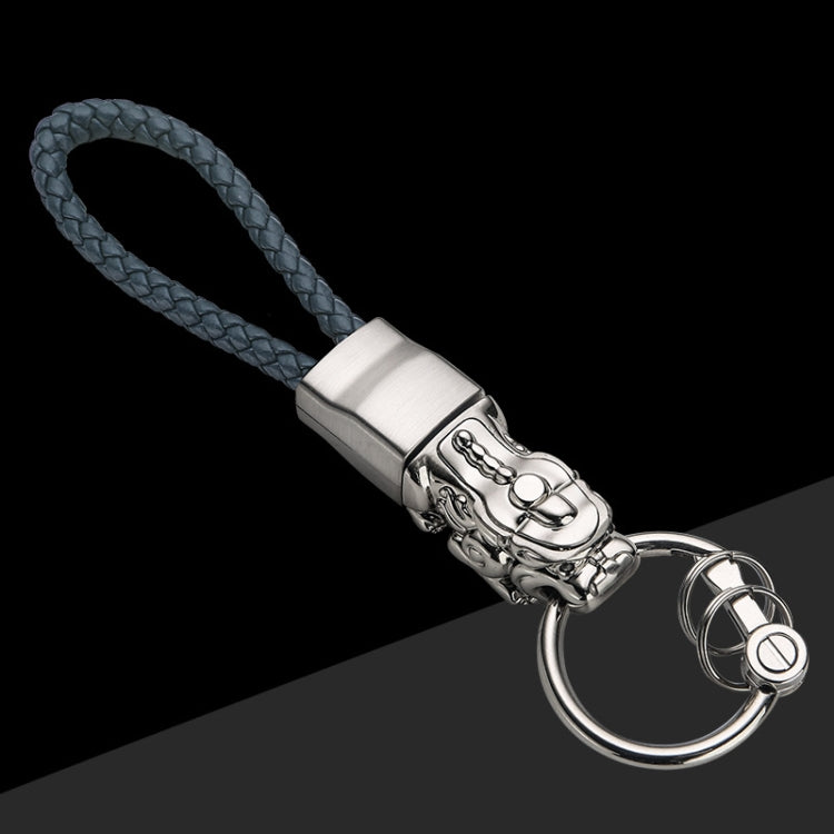 Braided Leather Rope Brave Troops Keychain With LED Light Metal Pendant, Leather Rope Golden +Orange, Leather Rope Black, Leather Rope White, Leather Rope White+Gray