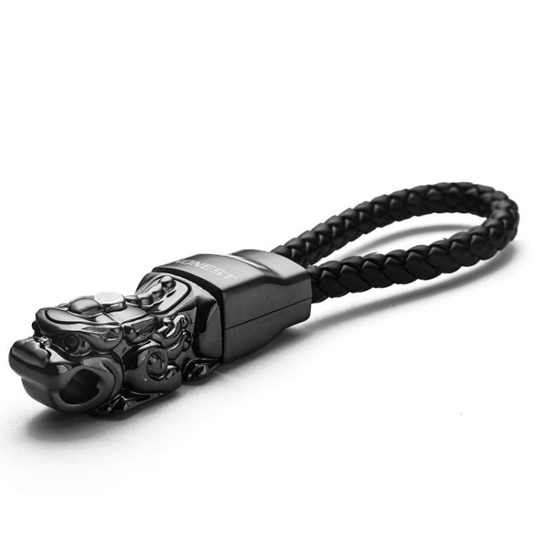 Braided Leather Rope Brave Troops Keychain With LED Light Metal Pendant, Leather Rope Golden +Orange, Leather Rope Black, Leather Rope White, Leather Rope White+Gray