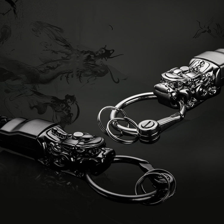 Braided Leather Rope Brave Troops Keychain With LED Light Metal Pendant, Leather Rope Golden +Orange, Leather Rope Black, Leather Rope White, Leather Rope White+Gray