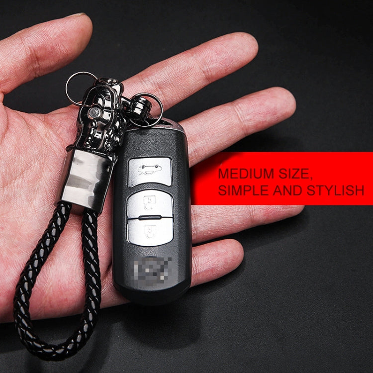 Braided Leather Rope Brave Troops Keychain With LED Light Metal Pendant, Leather Rope Golden +Orange, Leather Rope Black, Leather Rope White, Leather Rope White+Gray