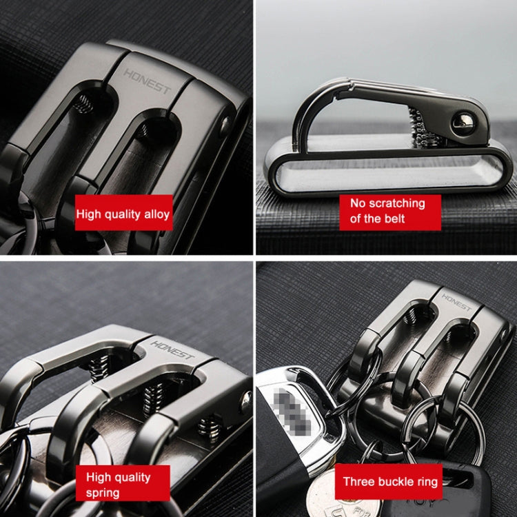 HONEST 3-ring Car Keychain Waist-hanging Anti-loss Keychain For Men