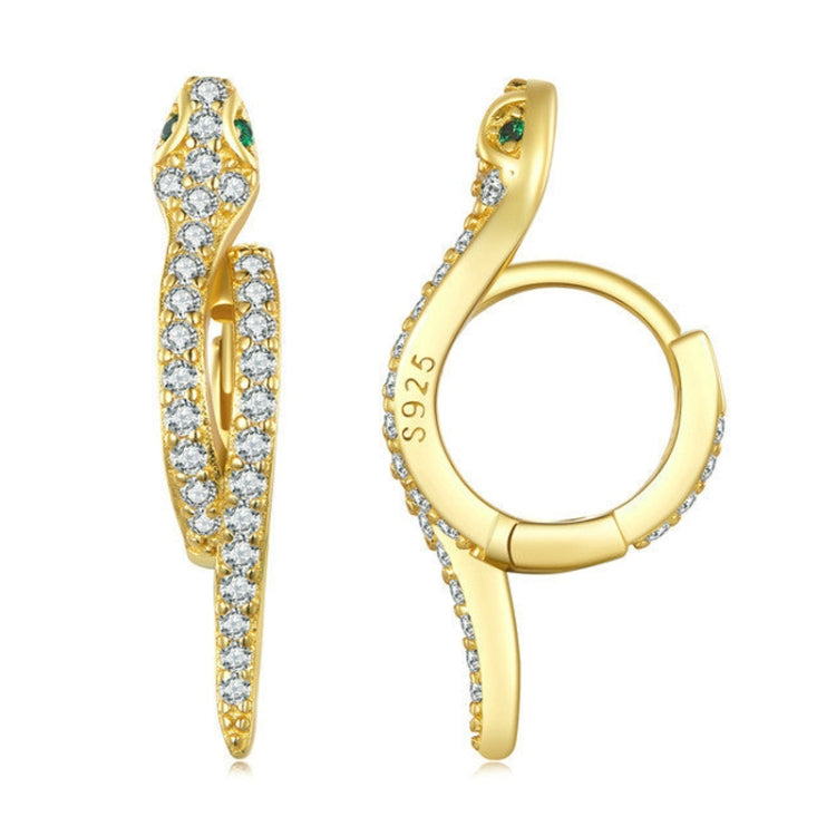 BSE669 Sterling Silver S925 White Gold Plated Zircon Snake Earrings, BSE669-B