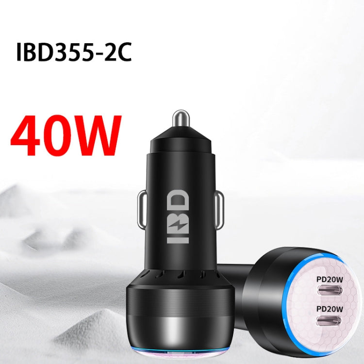 IBD355-2C PD20W+PD20W Smart Car Mobile Phone Charger, 40W(Yellow), 40W(Orange), 40W(Pink)