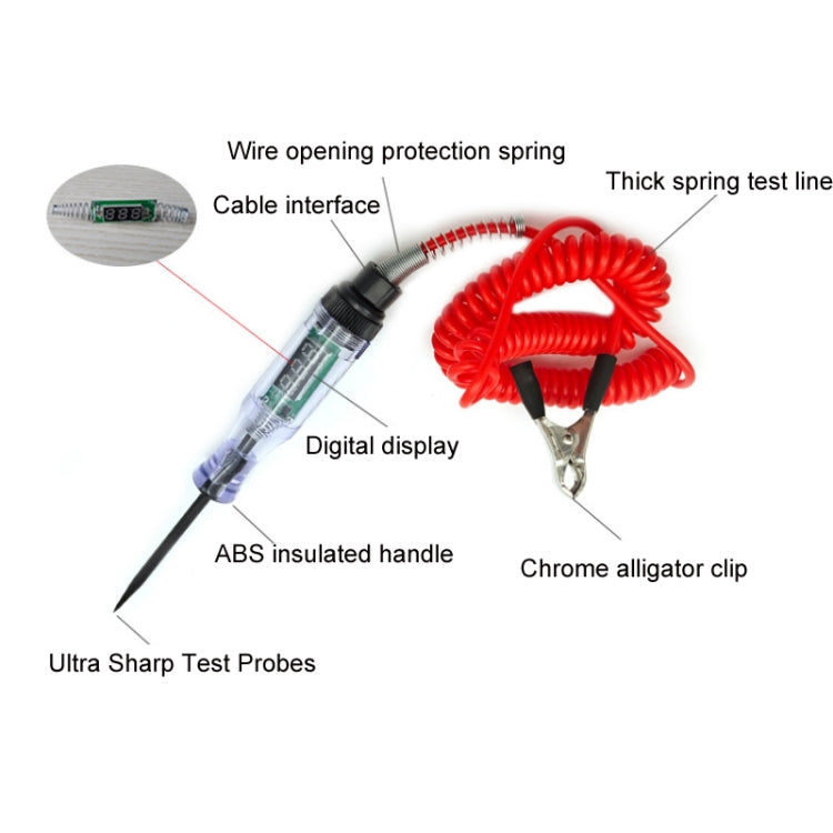 3-70V Automotive Circuit Testing Electric Pen Repair Tool, B Spring Cable, D Black Cable