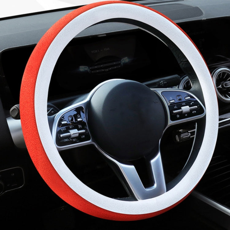 Car Steering Wheel Short Plush Winter Non-slip Grip Cover, 38cm