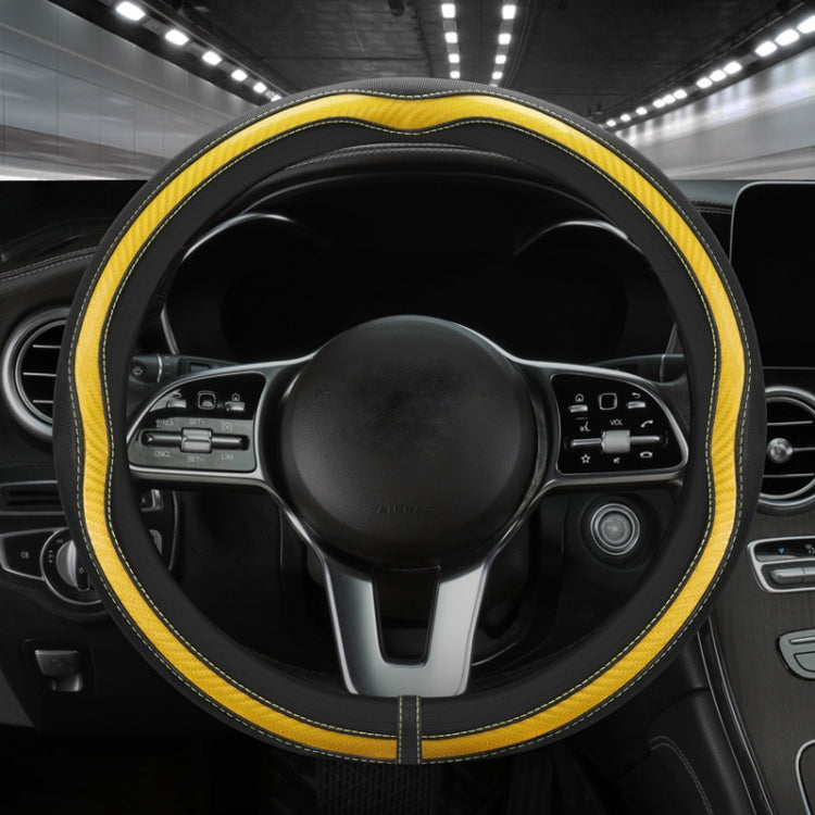 Car Steering Wheel Carbon Fiber Breathable Wear-resistant Leather Case, 38cm