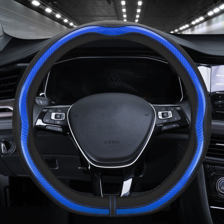 Car Steering Wheel Carbon Fiber Breathable Wear-resistant Leather Case, 38cm