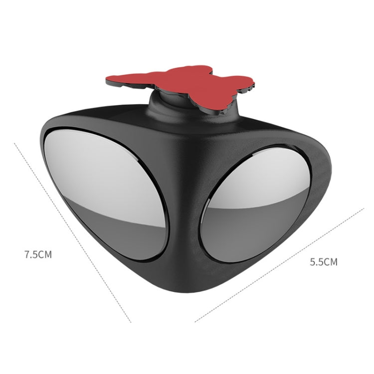 2 in 1 Car Blind Spot Mirror Reversing Parking Wide Angle Mirror 360 Degree Rotation Adjustable Convex Rear View Mirror, 2 in 1 Black Left