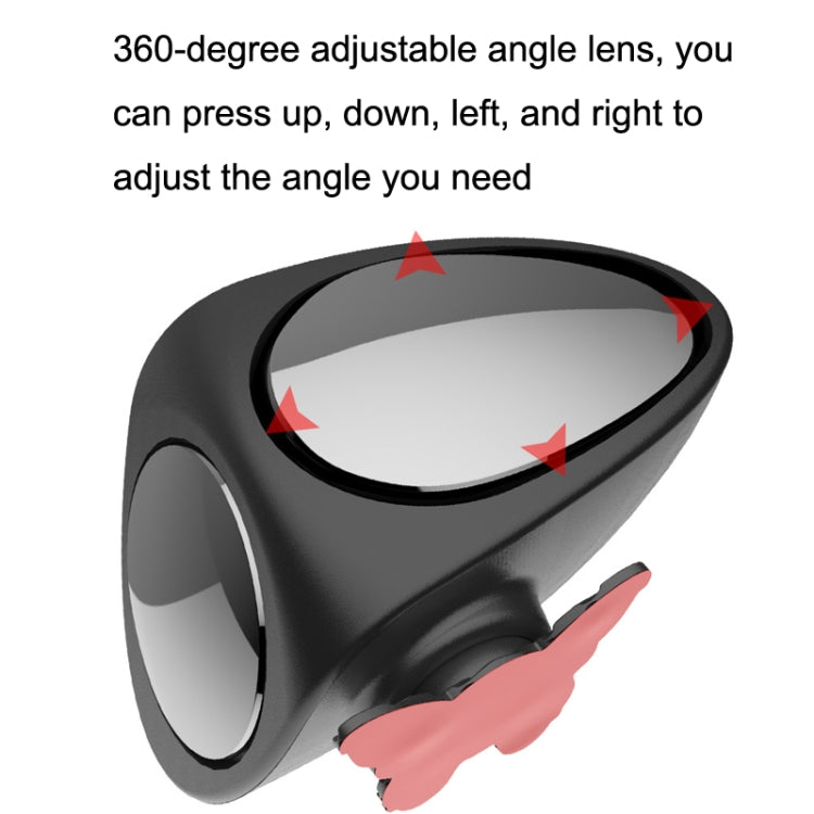 2 in 1 Car Blind Spot Mirror Reversing Parking Wide Angle Mirror 360 Degree Rotation Adjustable Convex Rear View Mirror, 2 in 1 Black Left