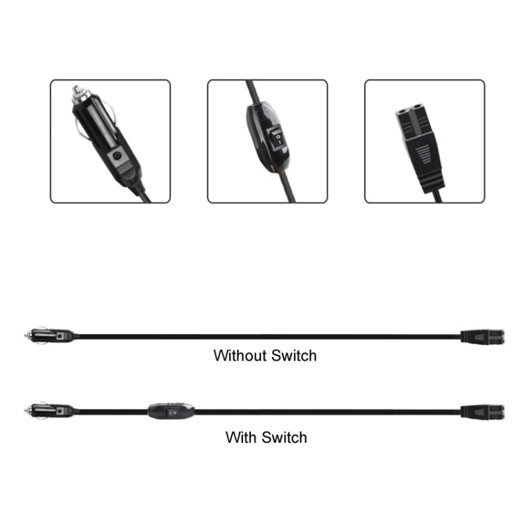 12V/24V Car Refrigerator Cable B Suffix Cigarette Lighter Plug Power Cord, Length:, 1m Without Switch, 1m With Switch, 2m With Switch, 3m Without Switch, 3m With Switch, 4m Without Switch, 4m With Switch, 5m Without Switch, 5m With Switch