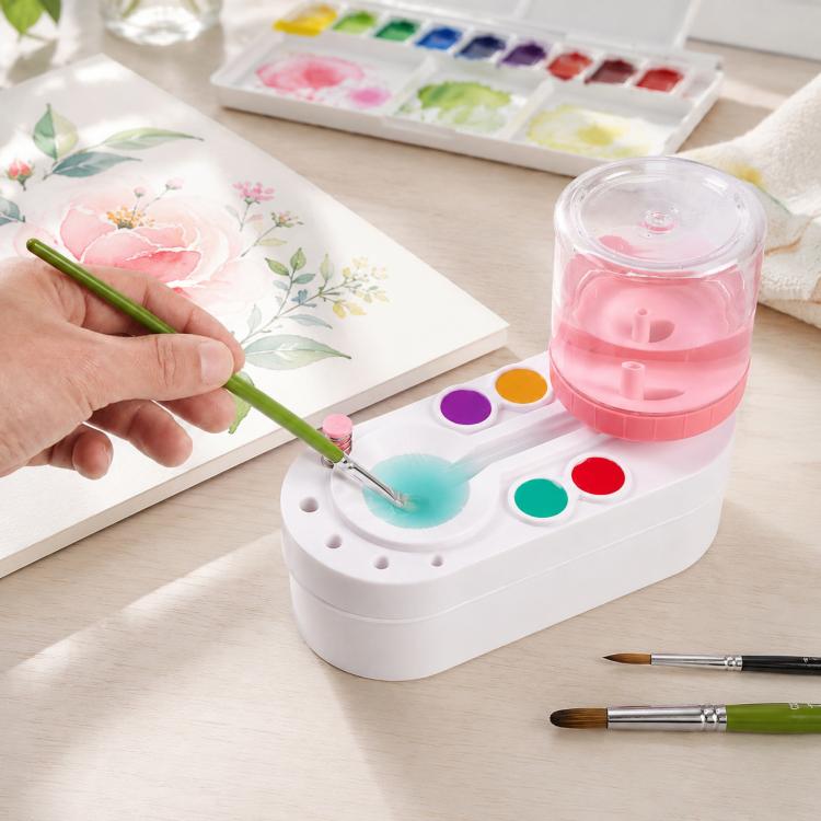 2nd Generation Oil Painting Brush Cleaner Tool with Water Container Paint Pen Washer, GEN 2 Pink, GEN 2 Green