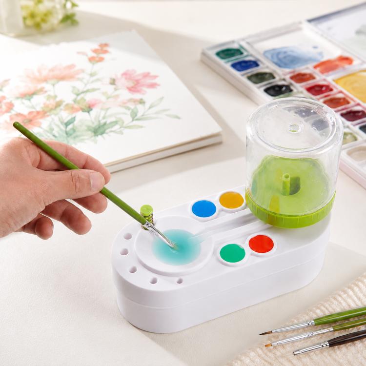 2nd Generation Oil Painting Brush Cleaner Tool with Water Container Paint Pen Washer, GEN 2 Pink, GEN 2 Green
