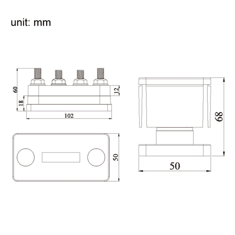 600A 48V RV&Ship Modification 4-way Large Electric DC Busbar, AOA4713C-M10, AOA4713CR-M10