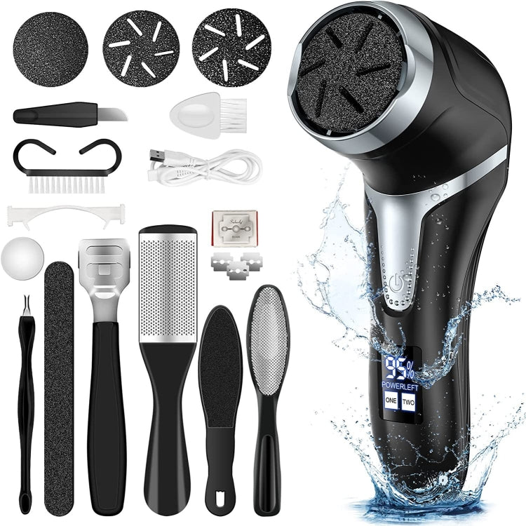 JD-510 Rechargeable Electric Foot Callus Remover with Vacuum Cleaner, White, 10 In 1 Kit White, 10 In 1 Kit  Black